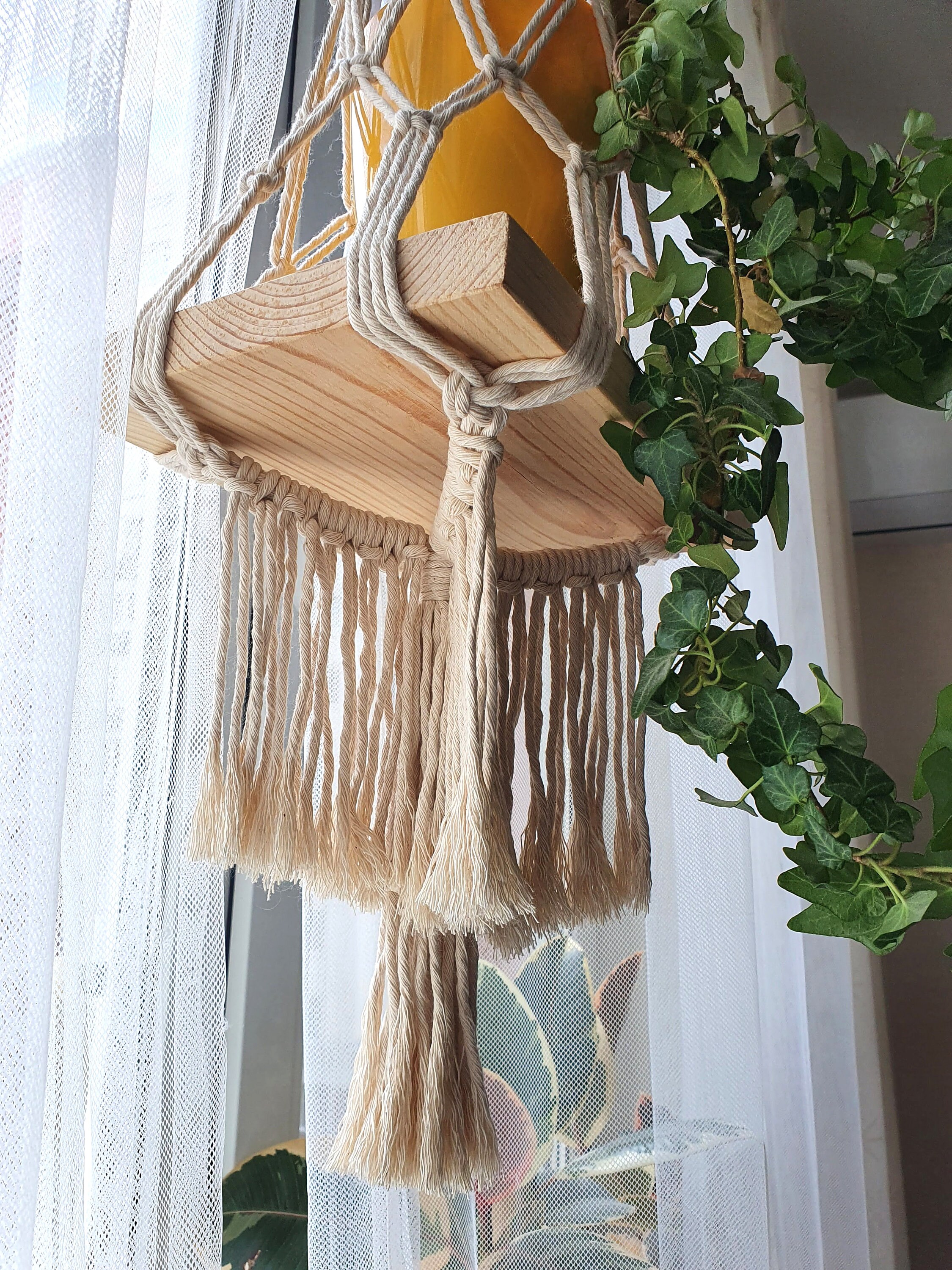 Fenster Pflanzenregal Makramee Hängeregal Holz Fenster Etsy