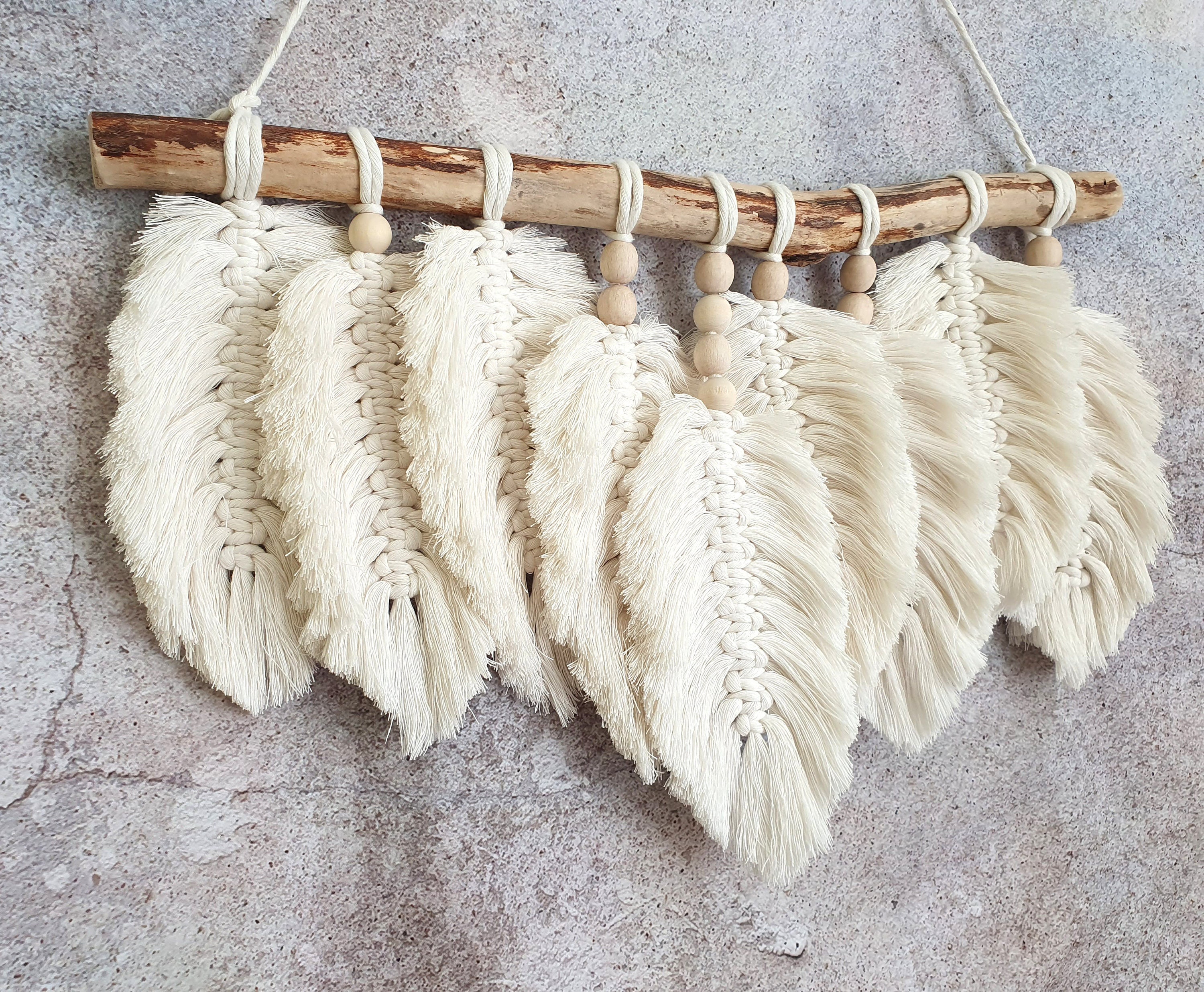 Feather Wall Hanging With Beads Colorful Boho Feather Wall Etsy