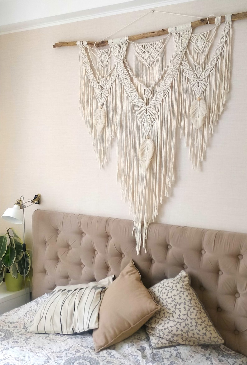 Large macrame wall hanging for the headboard of a boho style Etsy