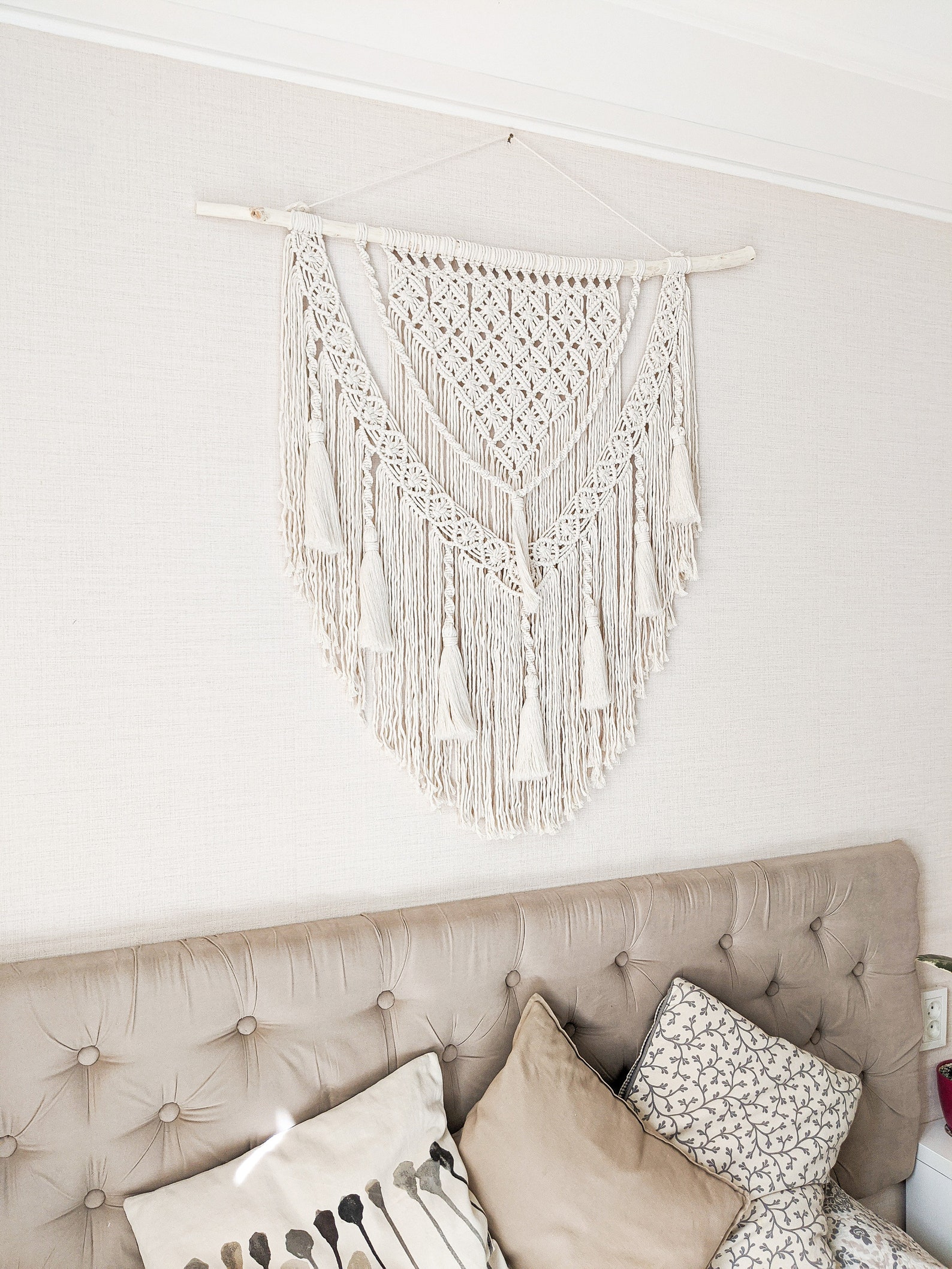 Over Bed Decor Hanging Handmade Headboard Large Macrame Wall - Etsy
