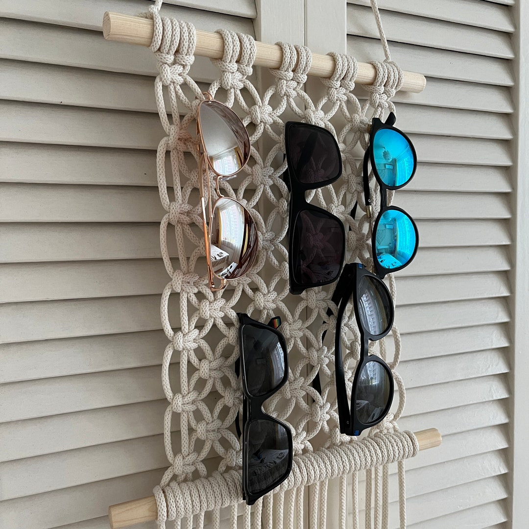 Macrame Multiple Glasses Holder Stand Cute Glasses Holder Wall Glasses Sunglasses Display Holder