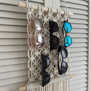 Macrame multiple glasses holder stand Cute glasses holder wall Glasses sunglasses display holder Glasses holder stand