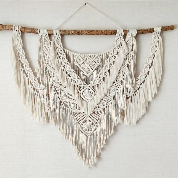 Macrame hanging headboard Woven wall hanging for the bedroom in boho style Large macrame wall hanging Large over bed decor Above bed art
