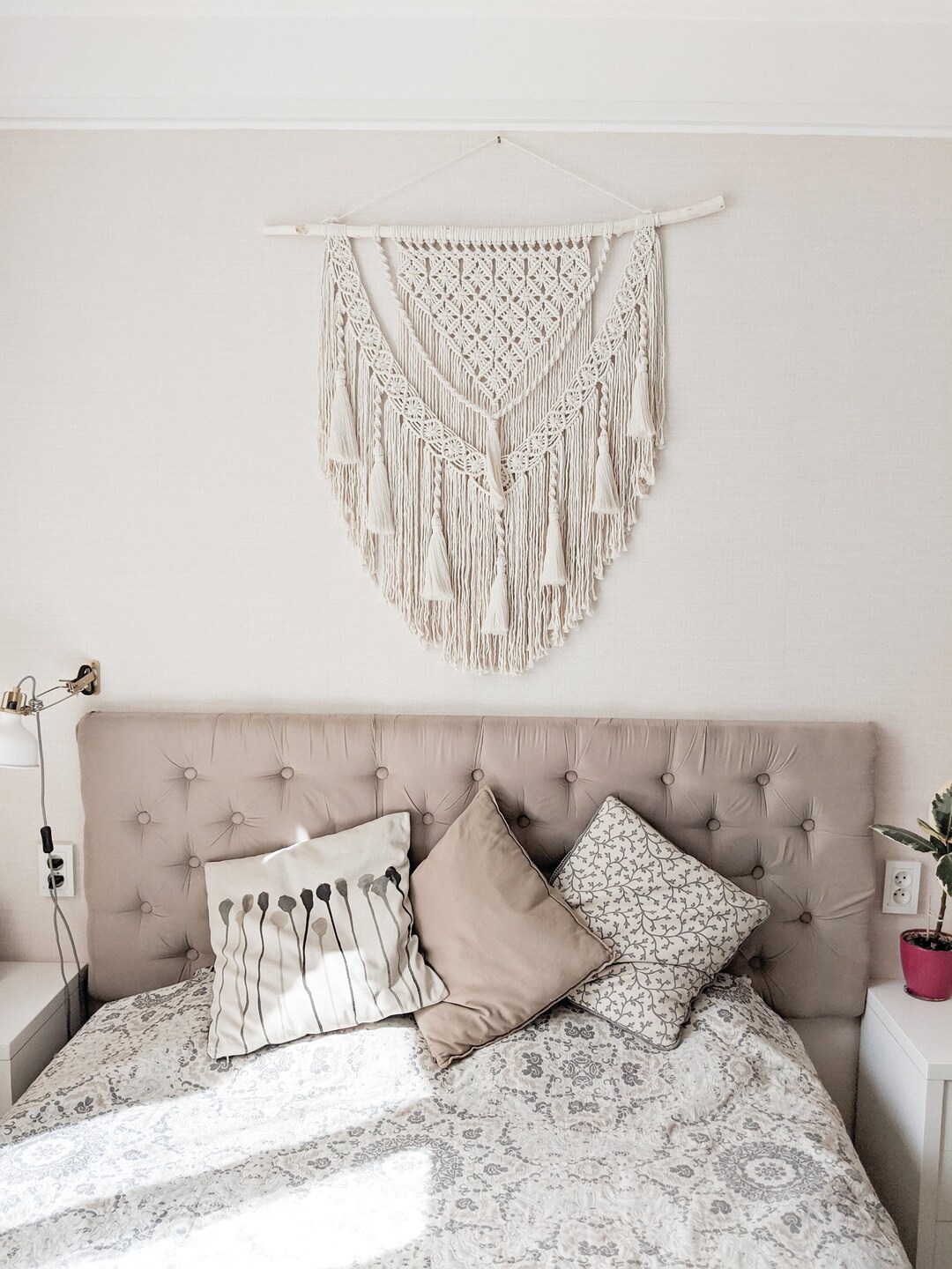 Over Bed Decor Hanging Handmade Headboard Large Macrame Wall Hanging ...