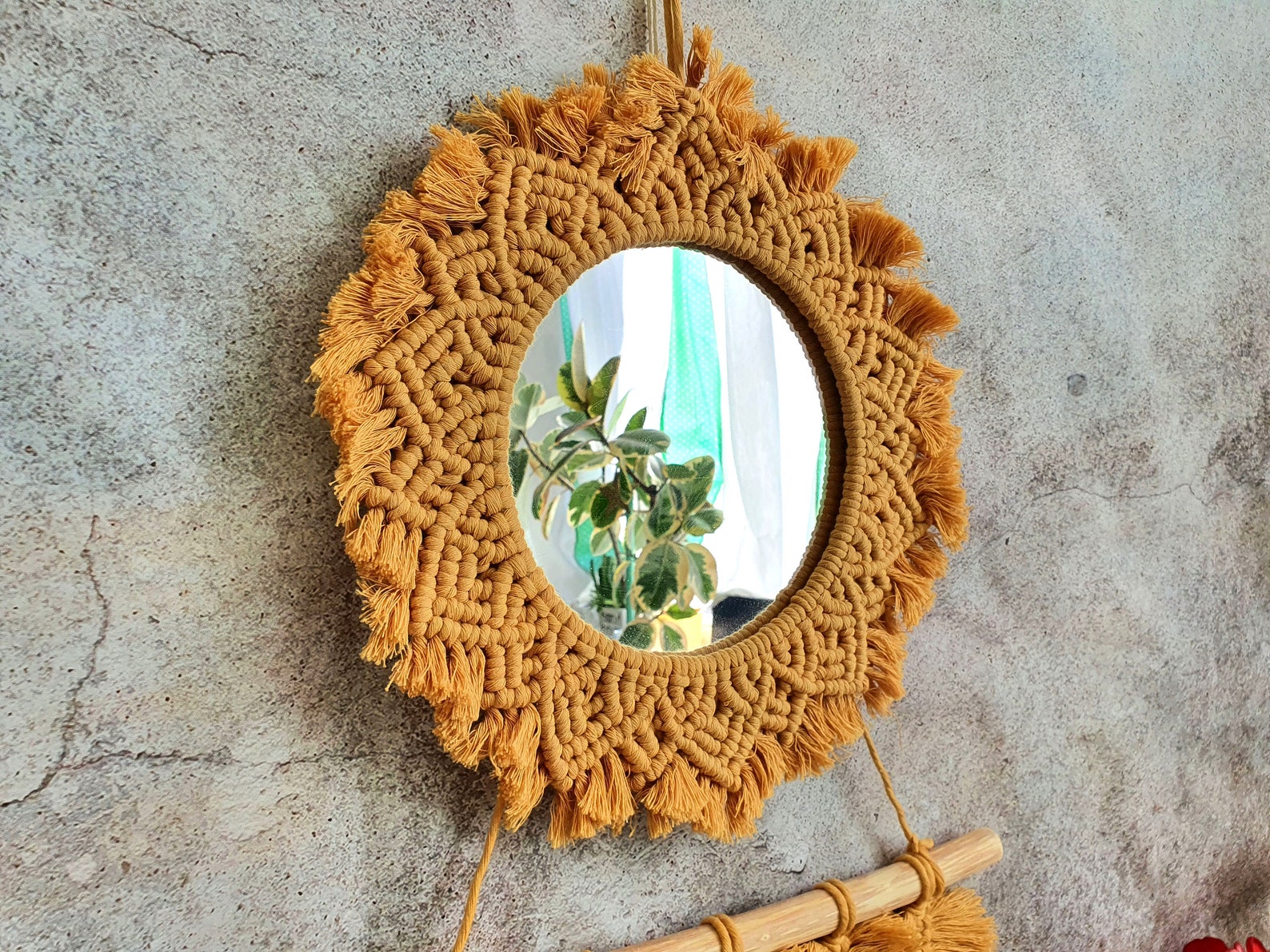 Macrame mirror wall hanging Cotage core decor Teen girl room Etsy