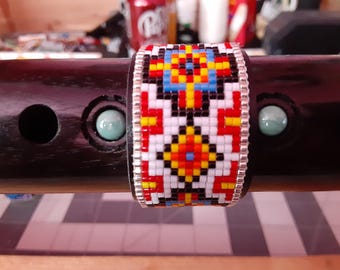 Native American style 'Cross' beaded Flute Wrap