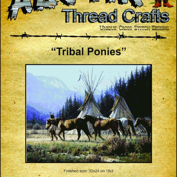 Tribal Ponys - Indianer Kreuzstichmuster