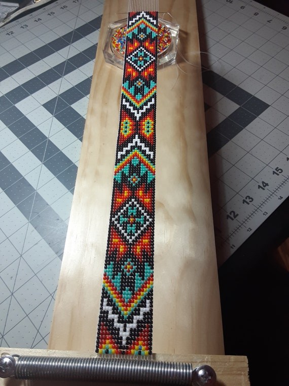 Handmade beaded Native American knitted headband Handmade beaded Native American knitted headband main image 3
