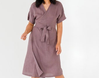 Linen wrap dress / Maternity linen dress / Summer dress / Kimono dress / Linen wrap dress TUCANA