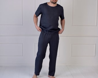 Linen pajama SET for men/ Linen pyjama set for men / Simple nightwear for men / Linen pjs / Linen top ORION and linen pants SCUTUM