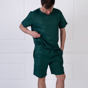 Linen pajama SET for men/ Shorts and short sleeve top/ Linen pjs / Simple nightwear for men /Flax pyjama set/ Shorts LYNX and top ORION