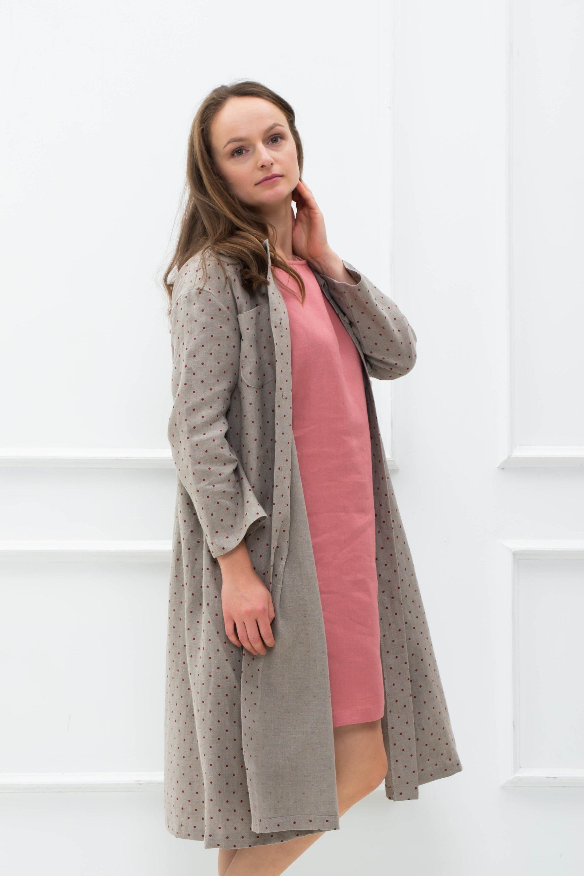 Linen Robe/ Long Linen Dressing Gown/ Linen Bathrobe With Pockets