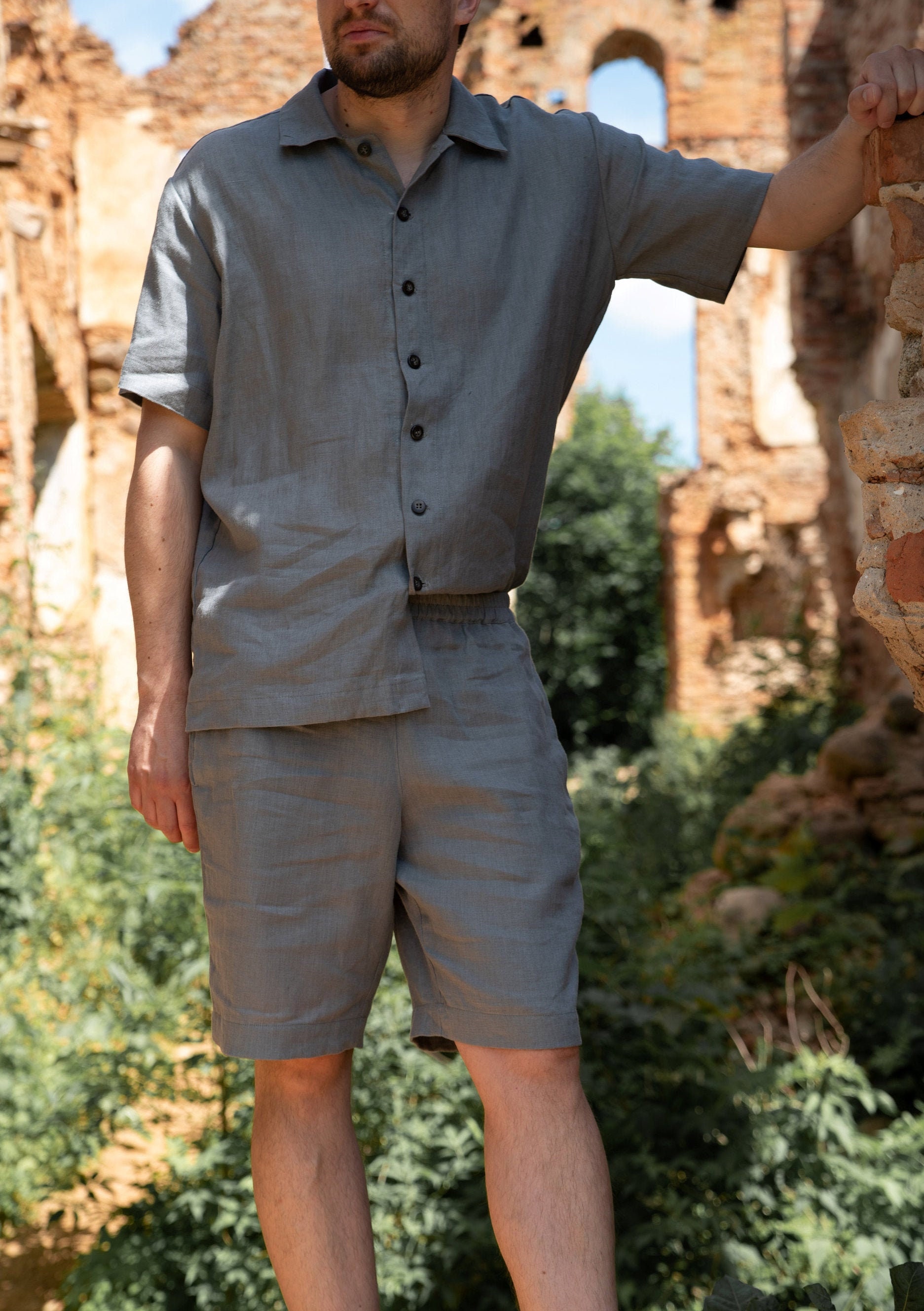 Linen Shirt for Men / Linen Short Sleeve Shirt / Linen Men - Etsy