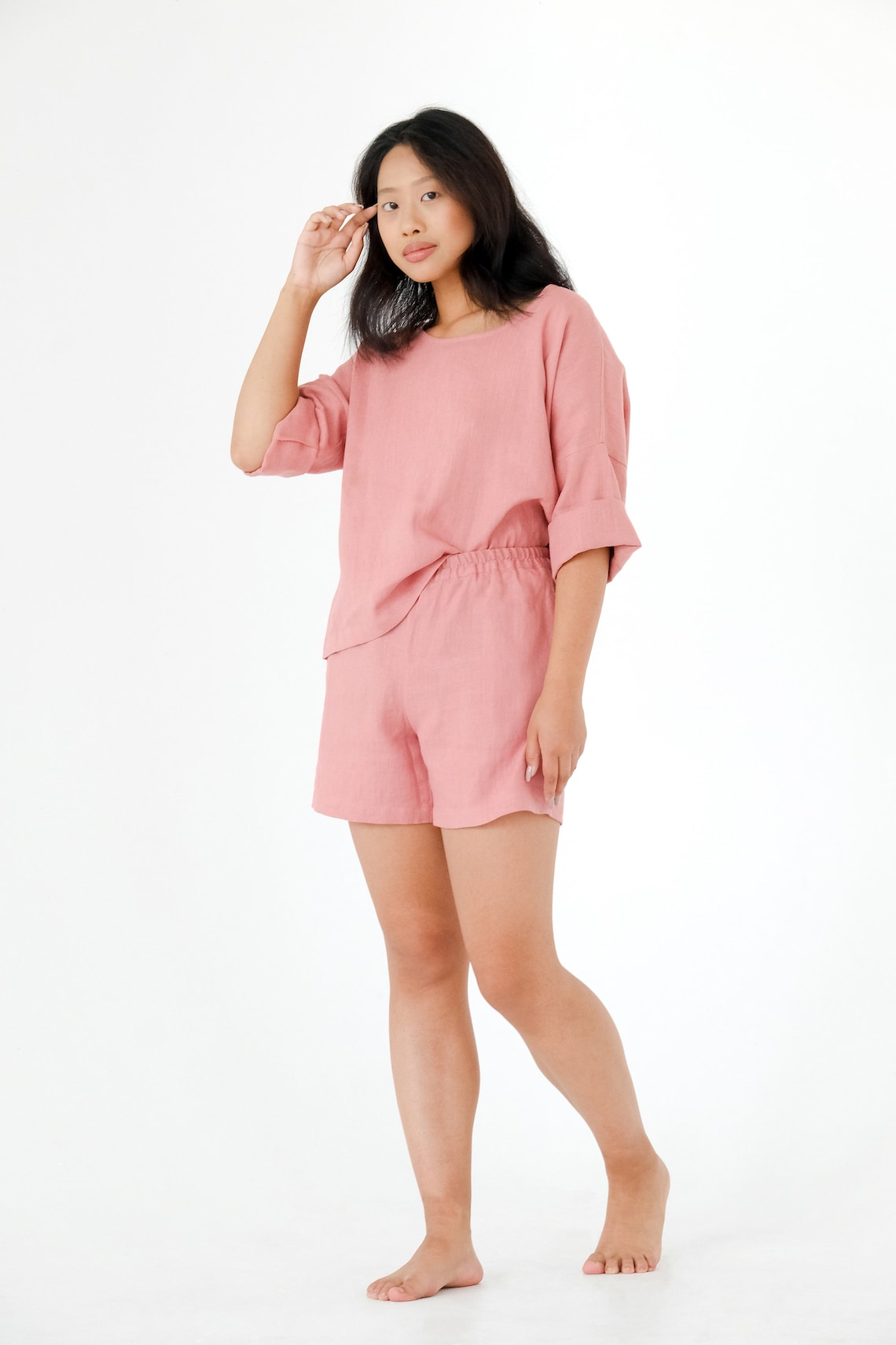 Linen Pyjama SET/ Sleepwear Set/ Loose Linen Top/ Linen Etsy