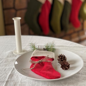 Christmas stocking cutlery holders / Cutlery holders / Christmas stocking / Linen Christmas stocking / Linen stocking / Double layer holders image 5