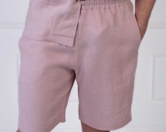 Men's Linen Shorts: Straight Cut Relaxed Fit with Pockets
