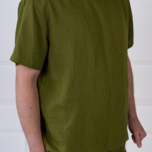 Linen Pajama Set for Men: Short Sleeve Top & Shorts imagem 4