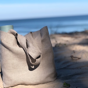 Linen lunch bag / Natural linen handbag/ Softened linen lunch bag/ Everyday use bag / Zero waste linen bag / Small linen bag