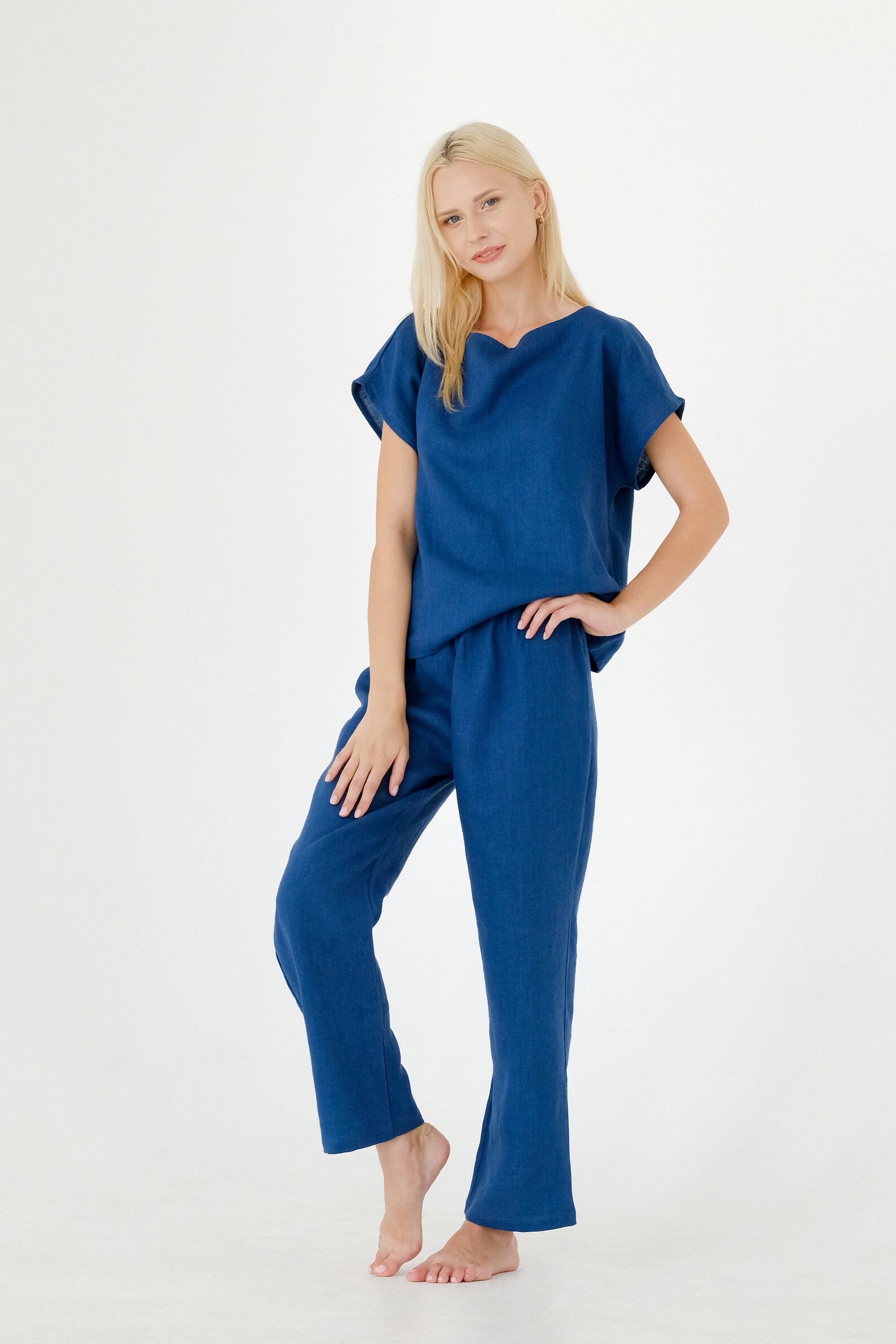 Linen Pyjama SET/ Linen Pajama Set/ Sleepwear Set/ Loose Linen Top