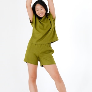 Linen pyjama SET/ Linen pajama set/ Linen pjs/ Sleepwear set/ Loose linen top/ Linen shorts/ Oversized linen top DORADO and shorts APUS