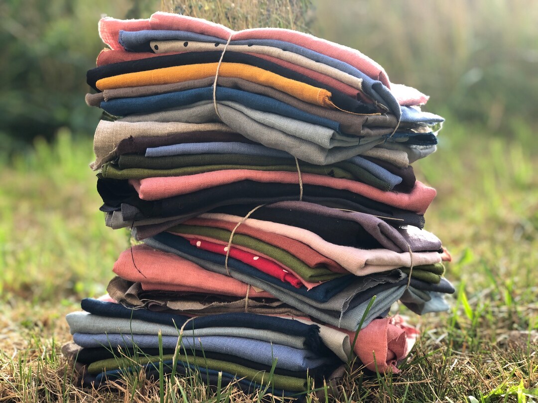 Natural LINEN Remnants / LINEN Scraps Bundle / Washed Colored LINEN