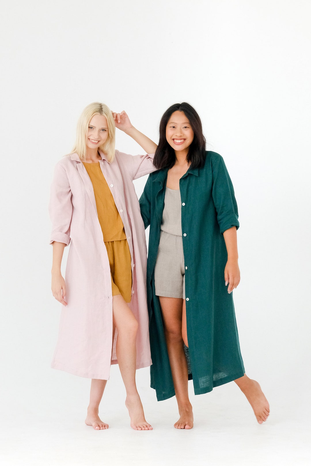 Bridesmaid Gift/ Linen Robe With Side Pockets/ Bridesmaid Linen