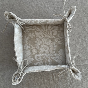 Linen storage basket/ Linen bread basket / Natural linen basket/ Linen bread storage/ Serving basket / Zero waste linen basket