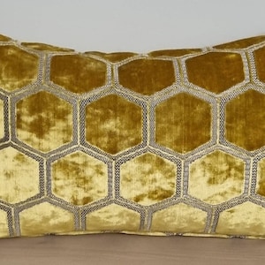 Designers Guild Manipur Gold & Omega Velvet Cushion Cover 35x55 cm