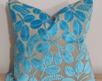 Designers Guild Calaggio Turquoise & Omega Velvet Cushion Cover 45x45 cm