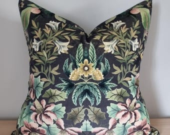 Designers Guild Ikebana Velvet Graphite & Omega Velvet Cushion Cover 50x50 cm