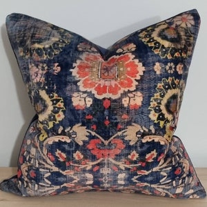 Linwood Omega Prints Genie Blue & Omega Velvet Cushion Cover 43x43 cm