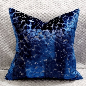 Designers Guild Zannachi Cobalt & Omega Velvet Cushion Cover 43x43 cm