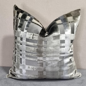 Designers Guild Colonnade Zinc & Omega Velvet Cushion Cover 45x45 cm