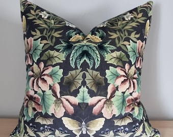 Designers Guild Ikebana Velvet Graphite & Omega Velvet Cushion Cover 50x50 cm