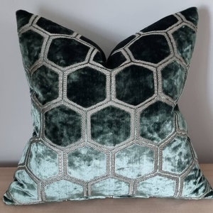 Designers Guild Manipur Jade & Omega Velvet Cushion Cover 43x43 cm