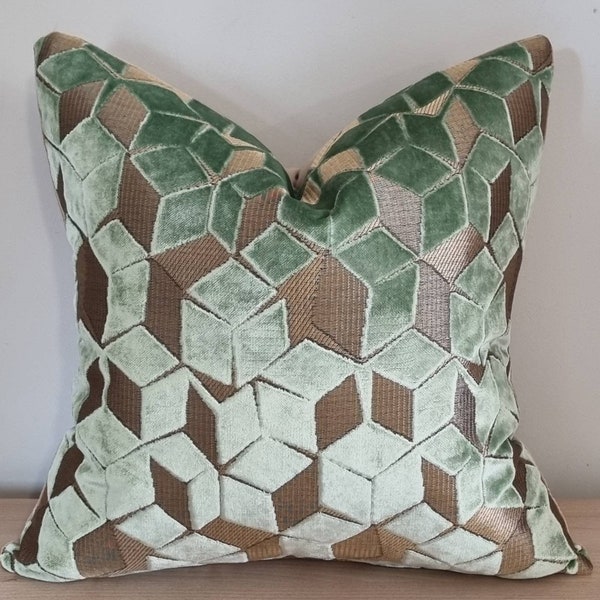 Designers Guild Fitzrovia Antique Jade & Omega Velvet Cushion Cover 45x45 cm