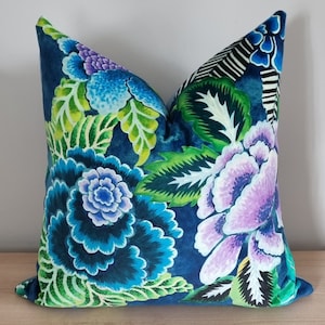 Designers Guild Rose De Damas Velours Indigo Fabric Cushion Cover 50x50 cm