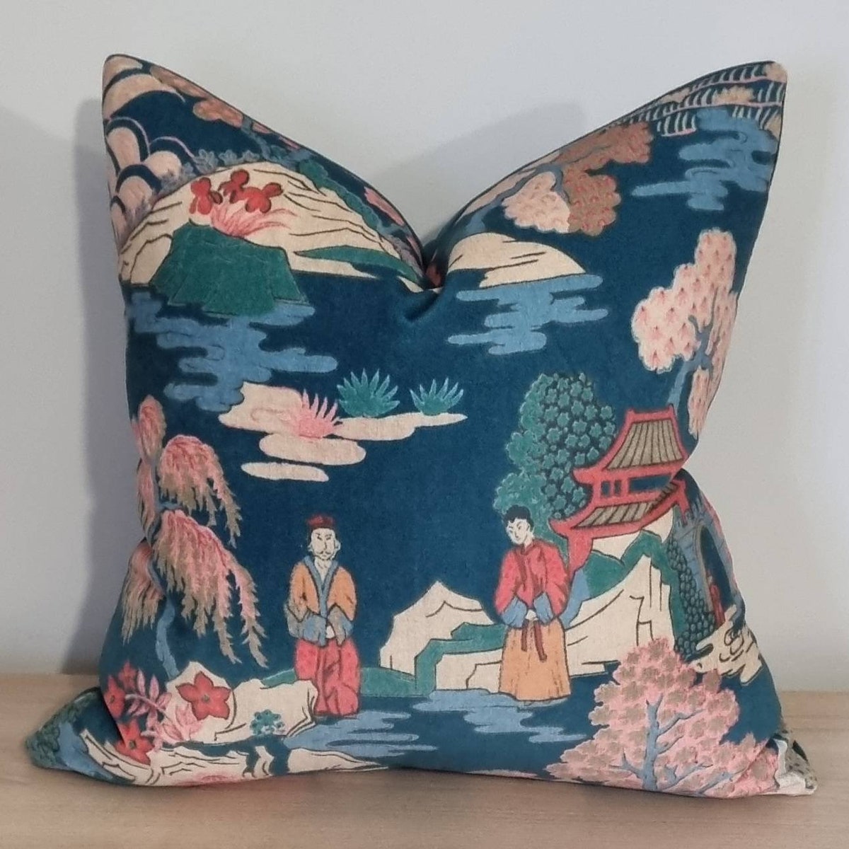 Linwood Omega Prints Japanese Garden Blossom Velvet Cushion Cover