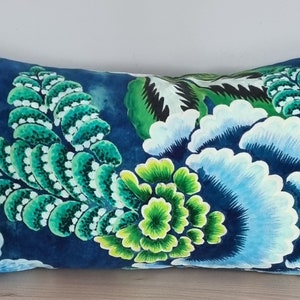 Designers Guild Rose De Damas Velours Indigo Fabric Cushion Cover 30x50 cm