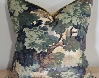 Linwood Omega Prints English Oak Leaf & Omega Velvet Cushion Cover 45x45 cm