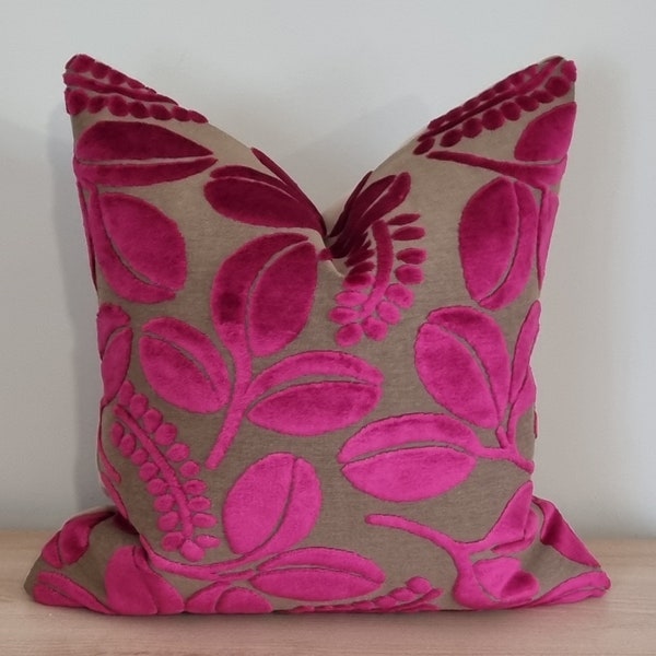 Designers Guild Morskaya Fuchsia & Omega Velvet Cushion Cover 45x45 cm