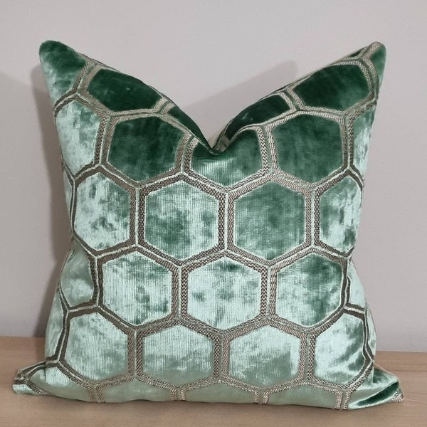 Designers Guild Manipur Pale Jade & Omega Velvet Cushion Cover 45x45 cm