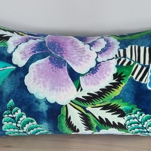 Designers Guild Rose De Damas Velours Indigo Fabric Cushion Cover 30x50 cm