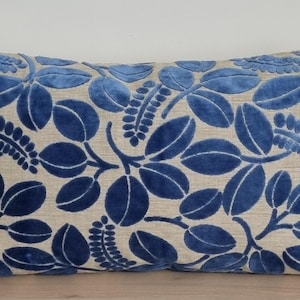 Designers Guild Calaggio Cerulean & Omega Velvet Cushion Cover 35x55 cm