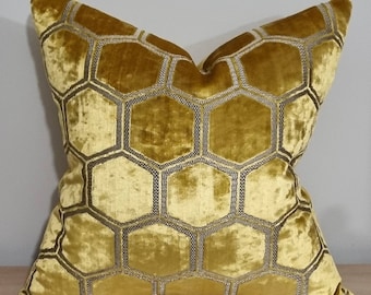 Designers Guild Manipur Gold & Omega Velvet Cushion Cover 45x45 cm