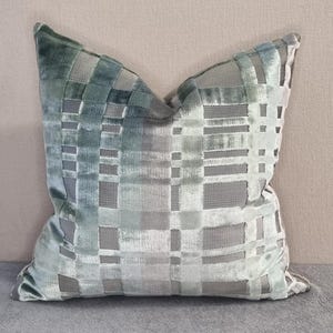 Designers Guild Colonnade Duck Egg & Omega Velvet Cushion Cover 45x45 cm