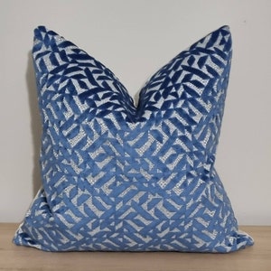 Designers Guild Dufrene Cobalt & Omega Velvet Cushion Cover 43x43 cm