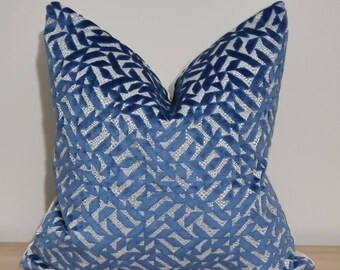 Designers Guild Dufrene Cobalt & Omega Velvet Cushion Cover 43x43 cm