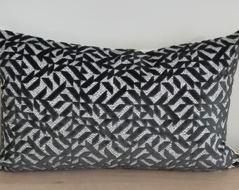 Designers Guild Dufrene Graphite & Omega Velvet Cushion Cover 35x55 cm