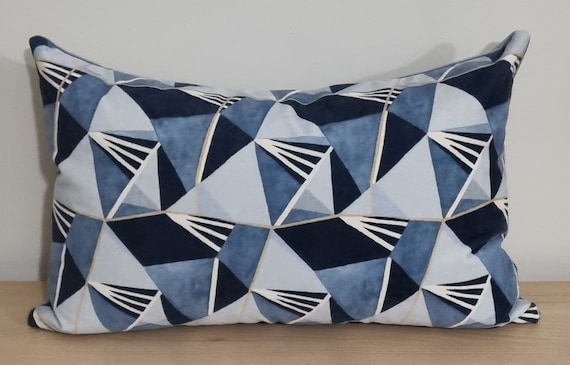 Linwood Omega Prints Gem Blue Onyx & Omega Samt Kissenbezug 35x55 cm